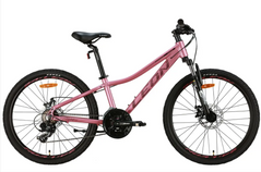 Велосипед алюминий 24" Leon JUNIOR AM DD рама-12" розовый с черным (матовый) 2024