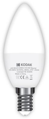Лампа Kodak C37 E14 6W 220V Нейт.Бел. 4100K Мат. н/Дим.