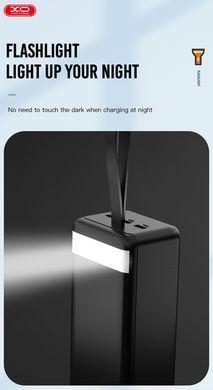 Портативний зарядний пристрій XO PR157 - 40000 mAh 3-Input PD20W + QC22.5W with light (Black)