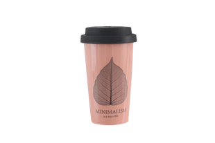 Чашка Limited Edition MINIMALISM 400 мл / з силік.криш./кораллова (HTK-027)