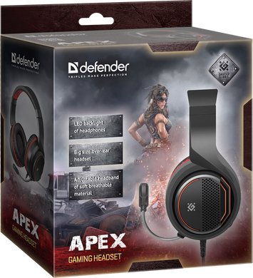 Гарнітура Defender (64525) Apex чорний+червоний, дріт 1.8 м