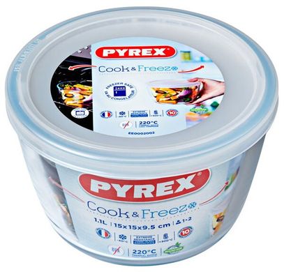 Форма с/к Pyrex Cook&Freez форма з криш.скл. кругл. 15х9см (1.1л) (154P001)