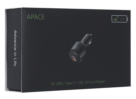 авто зарядка T-Phox 48W Fast Charge - TYPE-C PD 30W+QC 3.0 18W (Чорний)