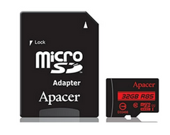 Карта памяти Apacer microSDHC UHS-I 85R 32GB сlass10 + SD адаптер (AP32GMCSH10U5-R)