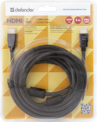 Кабель Defender (87460)HDMI-17PRO HDMI M-M, ver1.4, 5м., blister