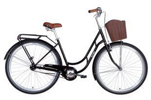 Велосипед в коробці 28" Dorozhnik ROSE гальмівна рама-19" ST чорний з багажником зад St, з крилом St, з корзиною Pl 2021