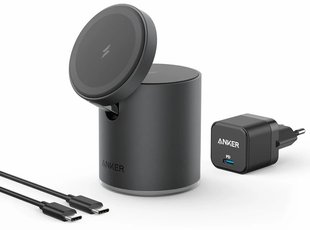 Беспроводное зарядное устройство для Anker PowerWave Mag-Go 2-in-1 Dock (Black)