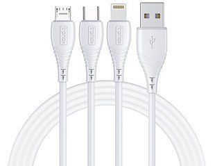 Кабель T-Phox T-F831 Plus 3 &ndash; 3in1 3A &ndash; 1.2m White