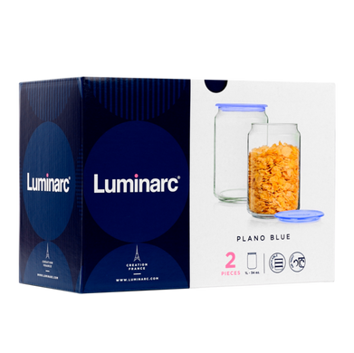Набор банок Luminarc Plano Blue, 2х1.0 л
