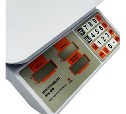 Весы торговые GRUNHELM GSC-045 макс. вес 40кг пластиковая платформа