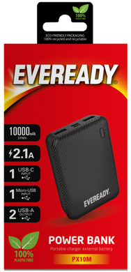 Портативний зарядний пристрій Eveready PX10M - 10000 mAh Mini (Black)