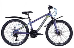 Велосипед 24" Discovery FLINT AM DD рама-13" фиолетово-серебристый с крылом Pl 2024