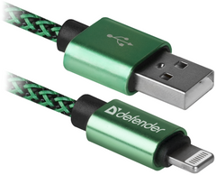 Кабель Defender ACH01-03T USB(AM)-Lighting 1m, 2.1A Green (87810)