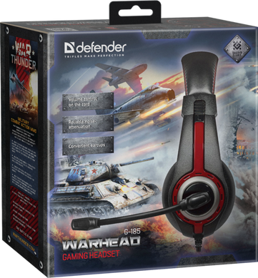 Гарнитура Defender Warhead G-185 Black+Red (64106)