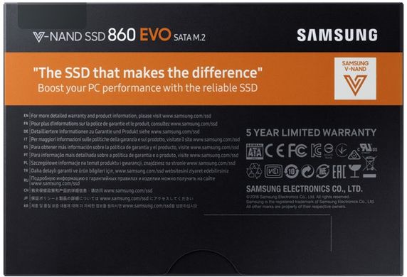 SSD внутренние Samsung 860 EVO 500GB M.2 SATA MLC (MZ-N6E500BW)