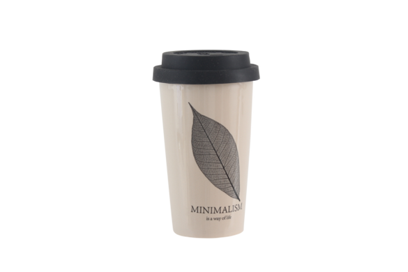 Чашка Limited Edition MINIMALISM 400 мл / з силік.криш./бежева (HTK-028)