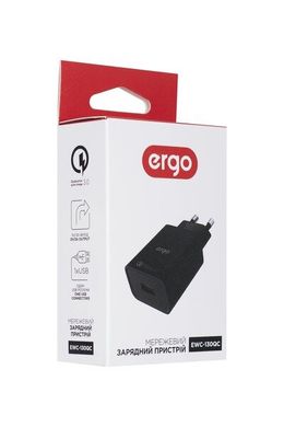 Мережева зарядка Ergo EWC-130QC 1xUSB Wall Charger QC3.0 18W (Чорний)