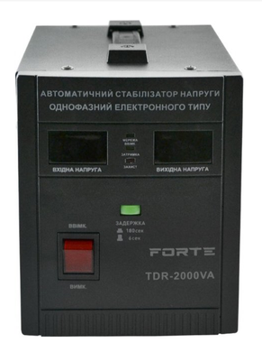 Стабілізатор напруги Forte TDR-2000VA, релейного типу, потужність 2000 ВА, точність 8%, вага 5,33 кг