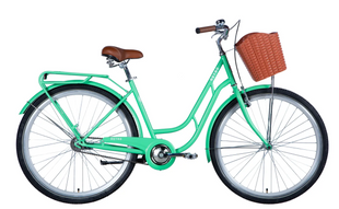 Велосипед 28 Dorozhnik RETRO Velosteel рама 19" світло-зелений з багажником задній St з кошиком Pl з крилом St 2024