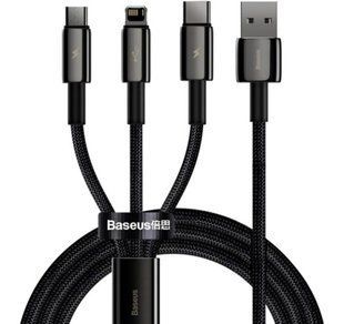 Кабель Baseus 3-in-1 USB to M+L+C 3.5A 1.5m (CAMLTWJ-01)чорн