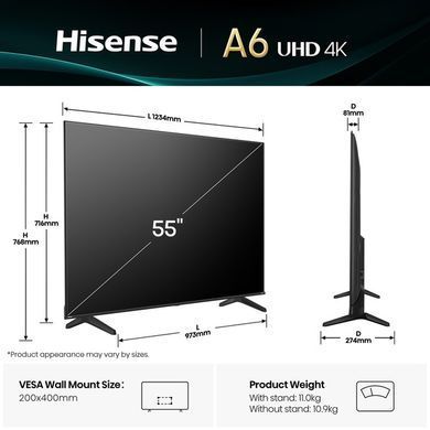 Телевізор HISENSE 55A6Q