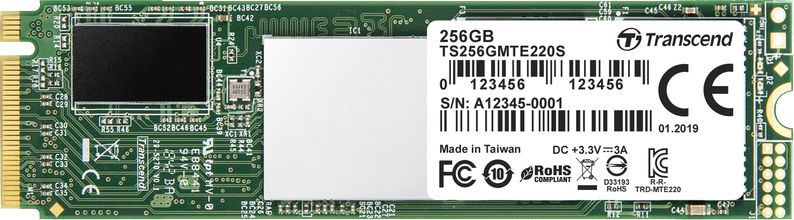 SSD накопитель Transcend MTE220S 256GB NVMe M.2 PCI-E 3D TLC (TS256GMTE220S)