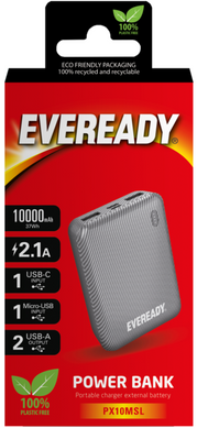 Портативний зарядний пристрій Eveready PX10M - 10000 mAh Mini (Silver)