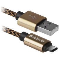 кабель Defender (87812)USB09-03T PRO USB(AM)-C Type, 1m золотистий