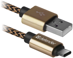 кабель Defender (87812)USB09-03T PRO USB(AM)-C Type, 1m золотистий