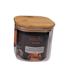 Ємність Vittora скляна з дерев'яною кришкою 800 мл