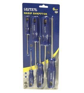 Набір викруток, 6 шт. (PH0x75, PH1х100, PH3*150mm, SL3*75, SL5*100, SL6*125mm) Світязь
