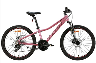 Велосипед алюміній 24" Leon JUNIOR AM DD рама-12" рожевий з чорним (матовий) 2024