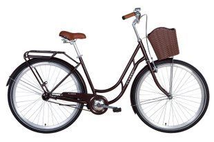 Велосипед в коробці 28" Dorozhnik CLASSIC гальмівна ST з багажником зад St, з крилом St, з корзиною Pl 2021 (коричневий)