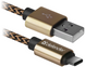 кабель Defender (87812)USB09-03T PRO USB(AM)-C Type, 1m золотистий фото 1