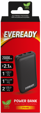 Портативное зарядное устройство Eveready PX20B - 20000 mAh (Black)