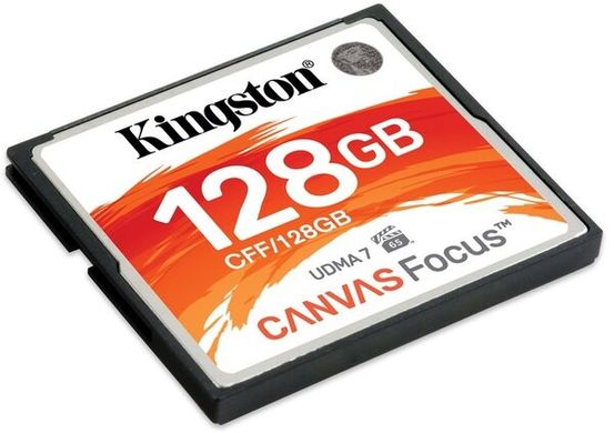Карта памяти Kingston Compact Flash Canvas Focus 128 GB (150R/130W)