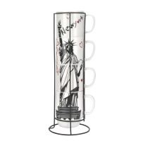 Чашка Limited Edition NEW YORK /НАБІР/4х420 мл на метал. підставці (B1163-09359-1)