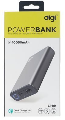 Портативное зарядное устройство DiGi LI-89 QC 2.0 - 10050 mAh Li-ion Gray