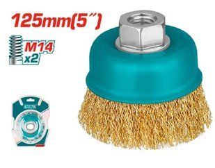 TOTAL TAC31051 Щетка чашечная проволочная, 125мм, для КШМ, М14.