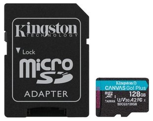 Карта памяти Kingston microSDXC 128GB Canvas Go+ U3 V30 (SDCG3/128GB) + Адаптер