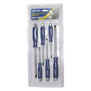 Набір викруток ударних 6 шт. (SL5*75, SL6*100, SL8*150mm; PH1*75, PH2*100, PH3*150mm) Світязь