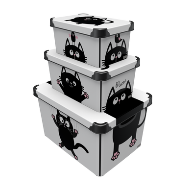 Контейнер Qutu Style Box Meow Black, 10 л
