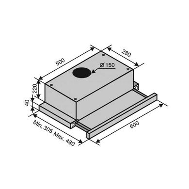 Витяжка Ventolux Garda 60 INOX (1300) SMD LED