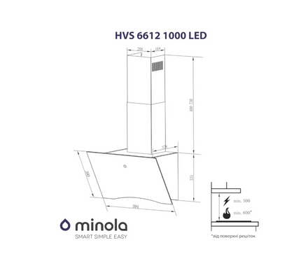 Вытяжка Minola HVS 6612 BL 1000 LED