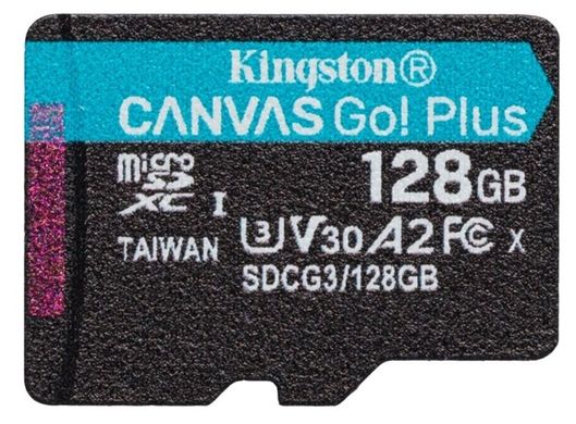 Карта памяти Kingston microSDXC 128GB Canvas Go+ U3 V30 (SDCG3/128GB) + Адаптер