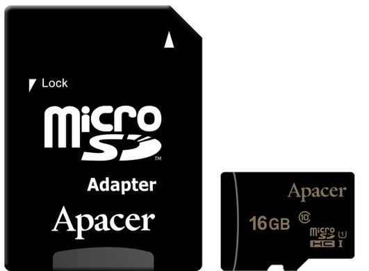 Картка пам'ятi ApAcer microSDHC 16GB UHS-I U1+adapter