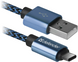 кабель Defender (87817)USB09-03T PRO USB(AM)-C Type, 1m синій фото 1