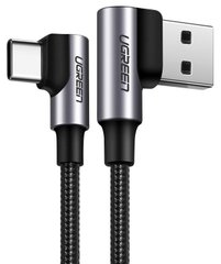 Кабель Ugreen US176 USB - Type-C Both Angled 3A Data Cable 1.5м (Black)