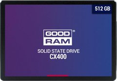 SSD внутрішні Goodram CX400 512 GB SATAIII 3D TLC (SSDPR-CX400-512) комп'ютерний запам'ятовувальний пристрій