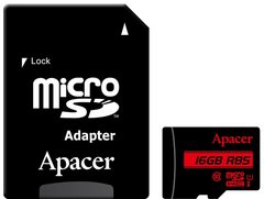 Карта пам'яті Apacer microSDHC 16GB UHS-I U1 Class 10 (AP16GMCSH10U5-R) + SD адаптер